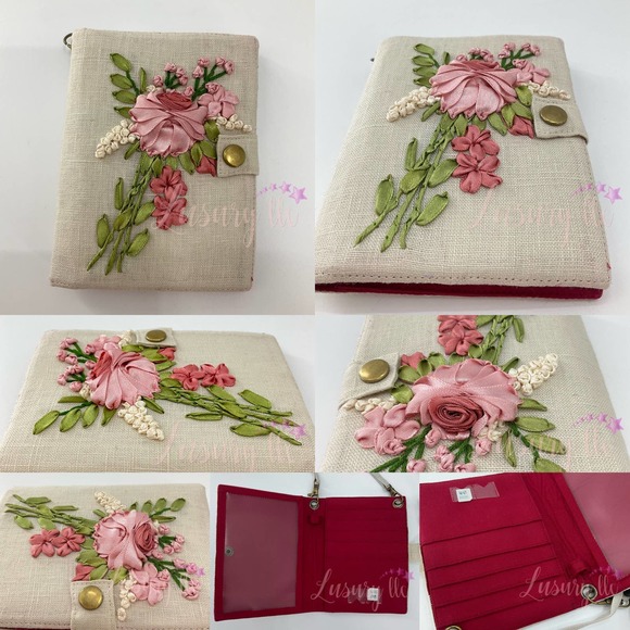 Pink Rose Embroidery Passport Wallet, Birthday Gift, Versatile Washable - Picture 13 of 13
